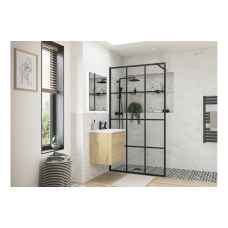 Black Framed Wetroom Glass Shower Panel